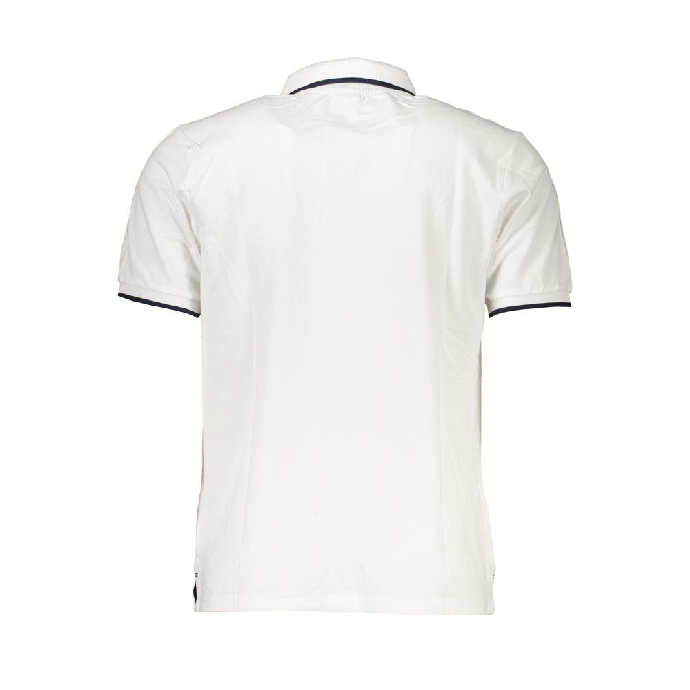White cotton men's polo shirt by North Sails featuring a classic collar and short sleeves.
