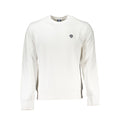 White cotton men's sweatshirt by North Sails, featuring a relaxed fit with adjustable drawstrings and a classic crew neckline.
