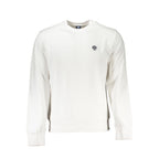White cotton men's sweatshirt by North Sails, featuring a relaxed fit with adjustable drawstrings and a classic crew neckline.