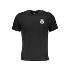Black North Sails cotton men's T-shirt with round neckline and short sleeves, displayed flat on a white background.