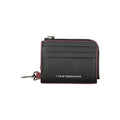 Black leather men's wallet holder by Tommy Hilfiger with sleek design and branded logo, ideal for organizing cards and cash.