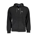 Black cotton men's hoodie sweater by La Martina featuring a hood and a relaxed fit.