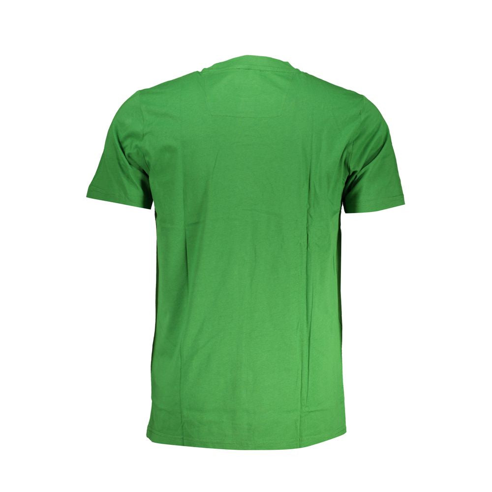 Cavalli Class Verde cotton men's T-shirt with short sleeves and round neckline, featuring a simple, stylish design.