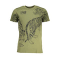 Cavalli Class Verde cotton men's T-shirt with round neckline and short sleeves, featuring a clean, simple design.
