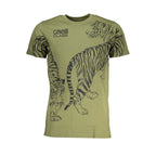 Cavalli Class Verde cotton men's T-shirt with round neckline and short sleeves, featuring a clean, simple design.
