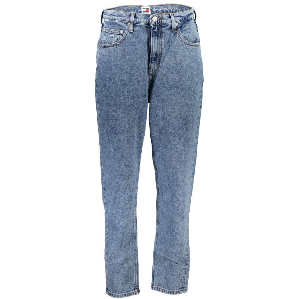 Pair of Tommy Hilfiger blue cotton women’s jeans showing classic fit and denim texture.