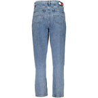 Blue cotton women's jeans by Tommy Hilfiger, featuring classic five-pocket style and a slim fit design.
