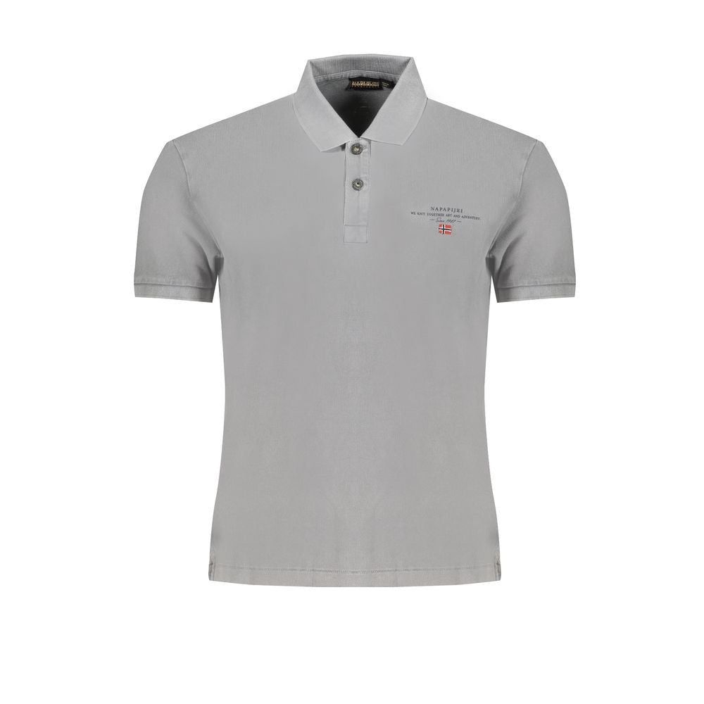 Brown cotton men's polo shirt by Napapijri, featuring a classic collar and short sleeves, laid flat on a neutral background.