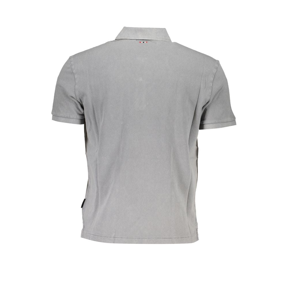 Brown Napapijri men's cotton polo shirt with a classic collar and short sleeves, displayed on a plain background.