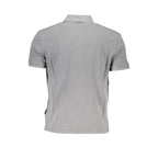 Brown Napapijri men's cotton polo shirt with a classic collar and short sleeves, displayed on a plain background.