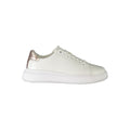 White leather women's sneaker by Calvin Klein with sleek design and subtle branding, showcasing a comfortable casual footwear style.