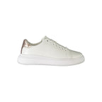 White leather women's sneaker by Calvin Klein with sleek design and subtle branding, showcasing a comfortable casual footwear style.