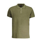 Norway 1963 Verde cotton men's polo shirt, front view showing collar and button placket, casual clothing for men.