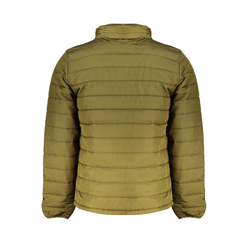 Timberland Verde polyester men's jacket in green, showing front view with zipper and hood, outdoor casual style.