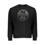 Black North Sails men's cotton sweatshirt with crewneck and long sleeves, casual and comfortable for everyday wear.