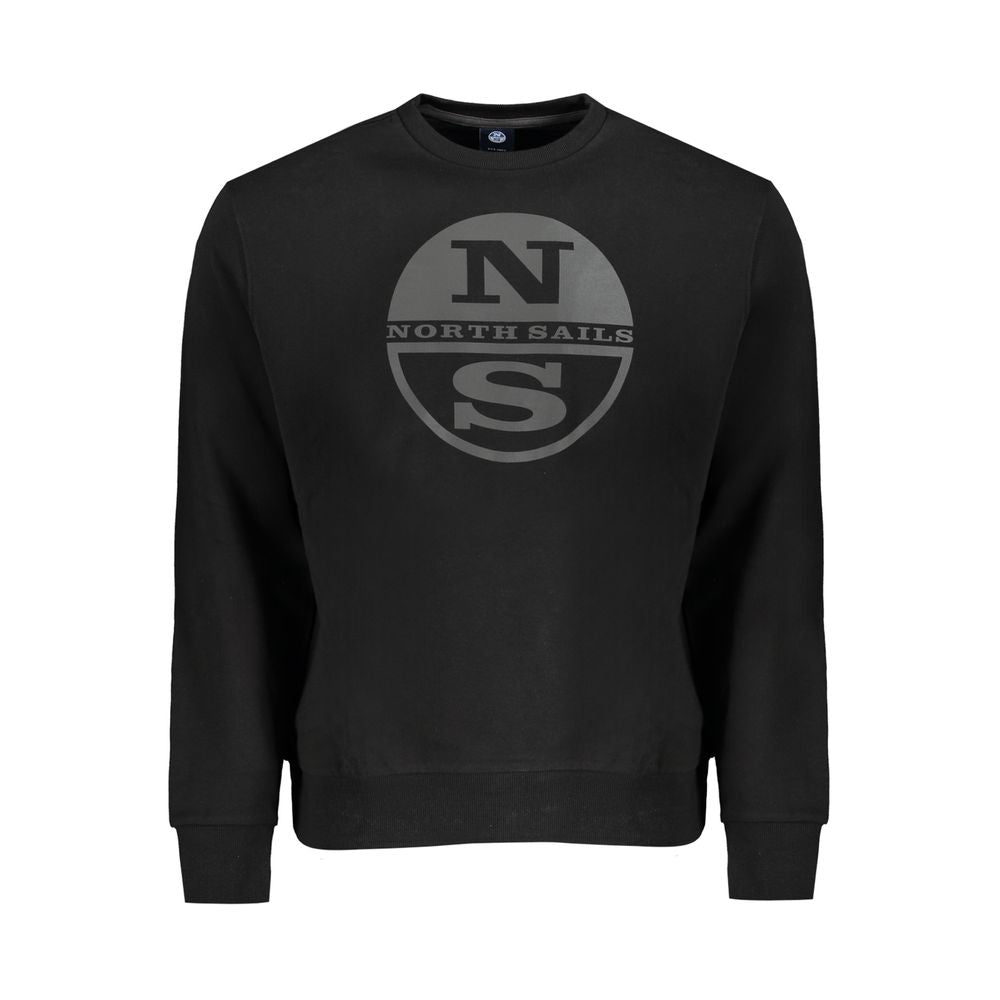 Black North Sails men's cotton sweatshirt with crewneck and long sleeves, casual and comfortable for everyday wear.
