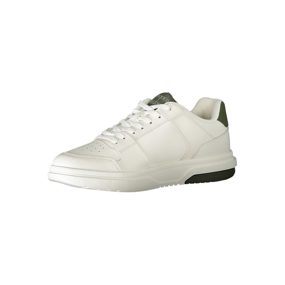 Tommy Hilfiger white polyethylene men's sneaker with sleek design and casual style, featuring brand logo details.