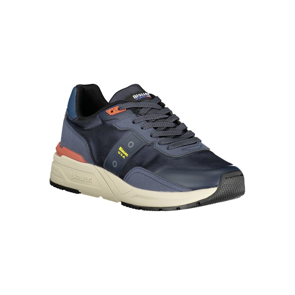Blauer men's blue polyurethane sneaker with sleek design and white sole, suitable for casual and athletic wear.