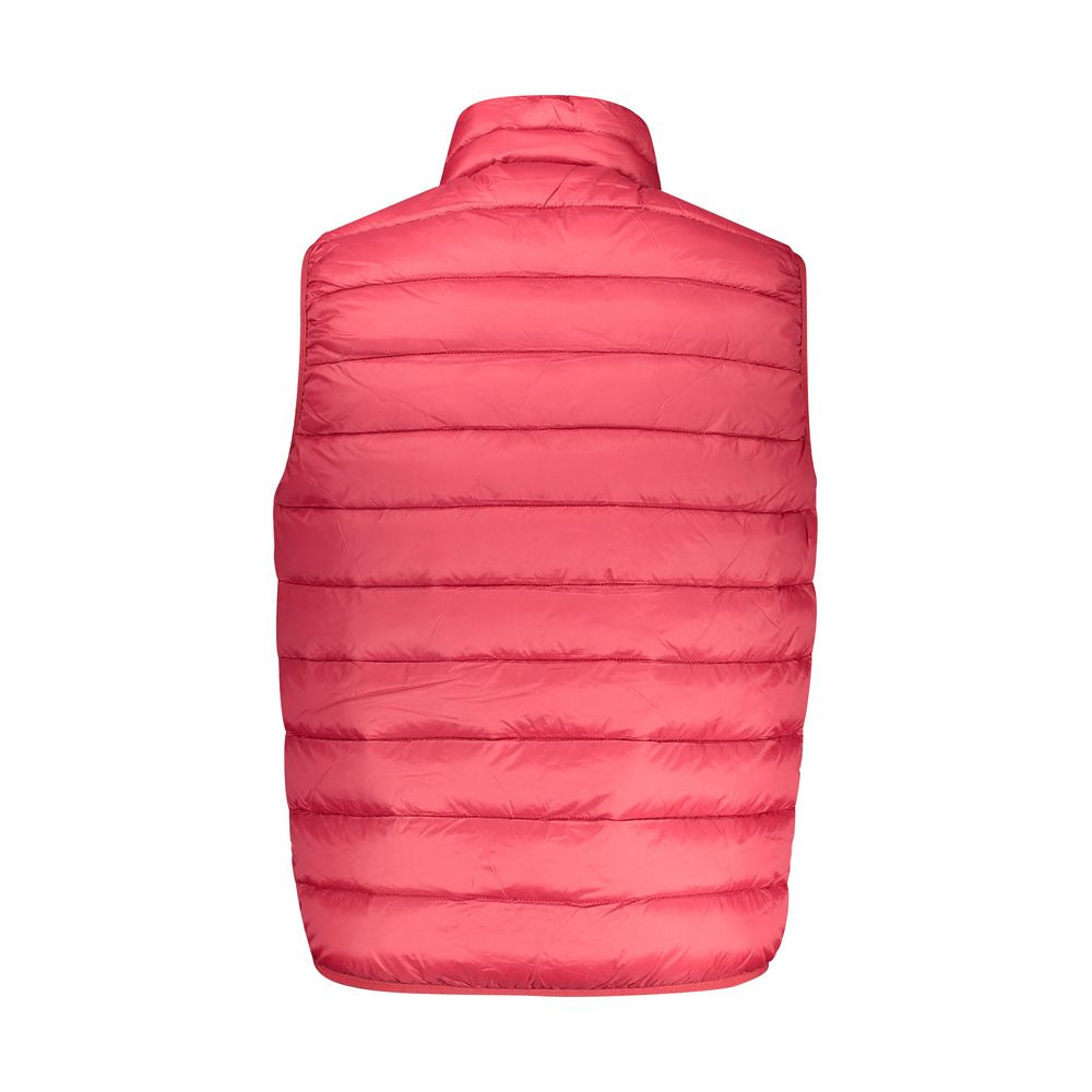 Norway 1963 Rosso polyamide men's vest displayed on a hanger, showcasing its sleek design and lightweight fabric.