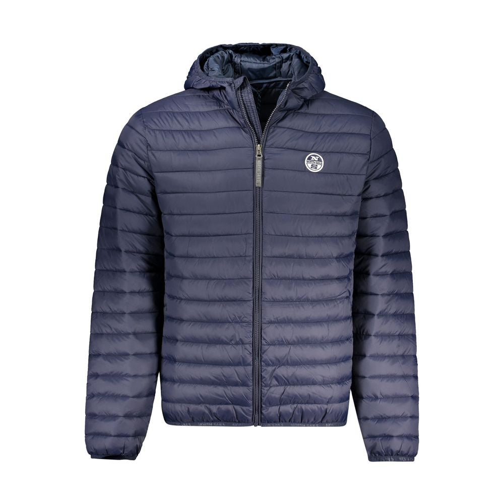 North Sails blue polyamide men's jacket displayed with a front view, showcasing lightweight, waterproof fabric and casual style.