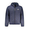 North Sails blue polyamide men's jacket displayed with a front view, showcasing lightweight, waterproof fabric and casual style.
