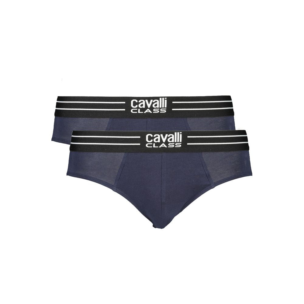 Blue cotton men's briefs by Cavalli Class featuring a comfortable fit and stylish design.