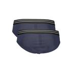 Cavalli Class blue cotton men's briefs with a comfortable fit and branded waistband, shown on a plain background.