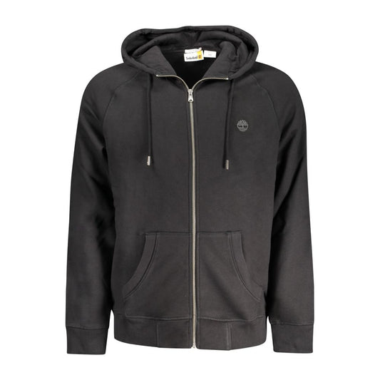 Timberland Black Cotton Mens Sweater with Central Pockets and Zip Timberland