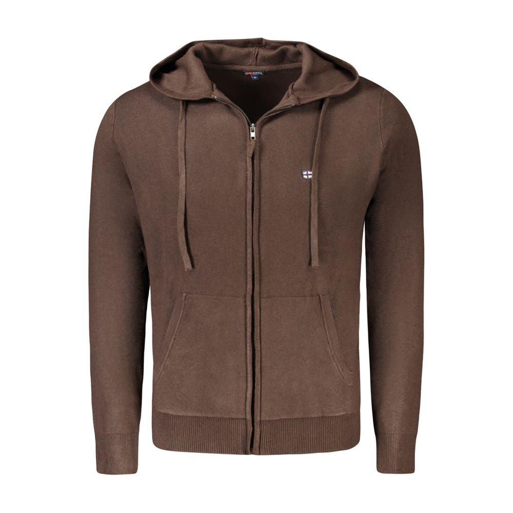 Norway 1963 Marrone men's cardigan made of poliammide, featuring a classic knit design and button closure.