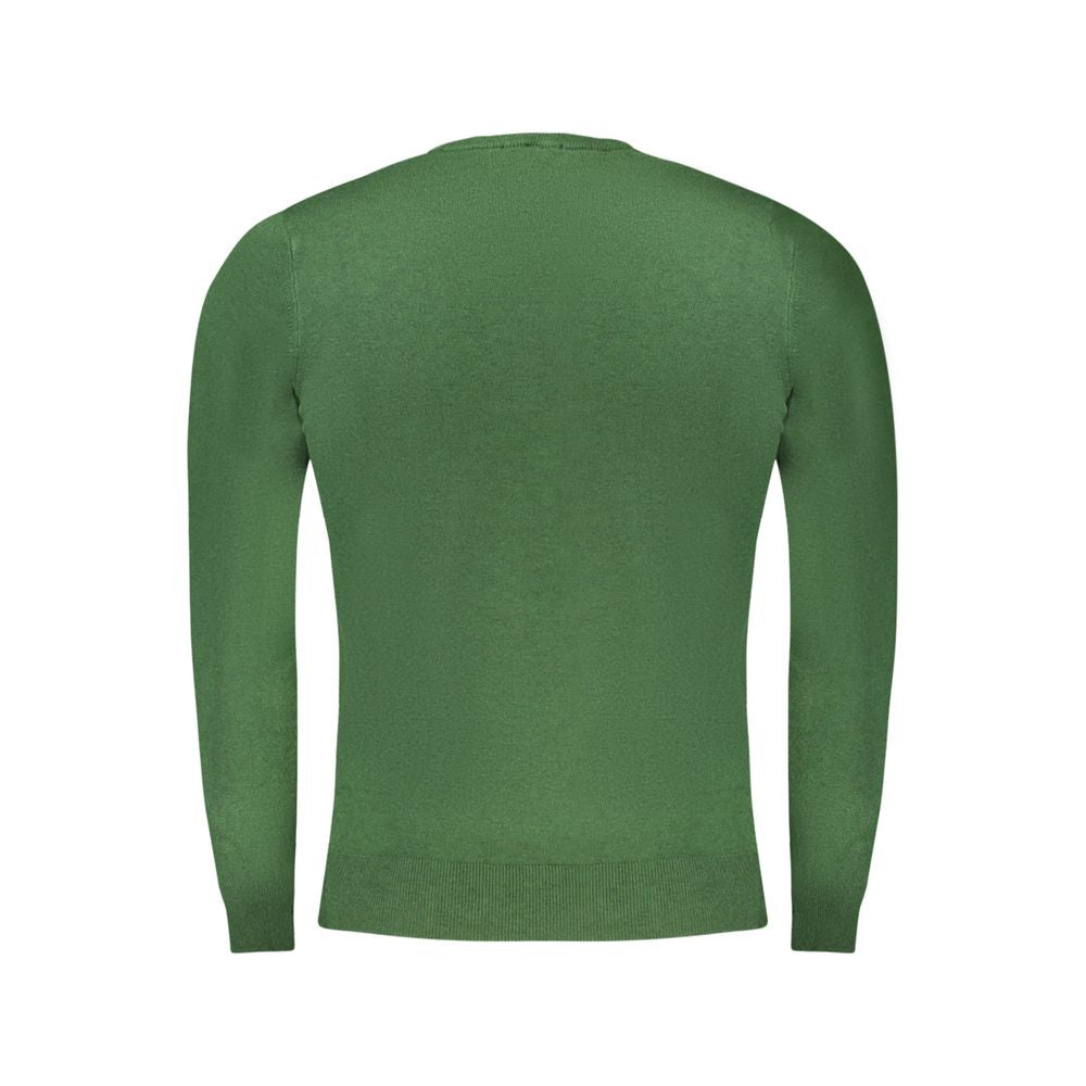 Cavalli Class Verde viscose men's sweater with crew neckline, long sleeves, and ribbed cuffs shown on a plain background.