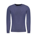Cavalli Class Blu Viscosa men's sweater in a soft, vibrant blue fabric with a crew neck and classic fit.