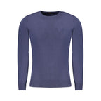 Cavalli Class Blu Viscosa men's sweater in a soft, vibrant blue fabric with a crew neck and classic fit.
