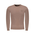 Cavalli Class Marrone viscose men's sweater with a classic fit and ribbed cuffs, shown in a close-up front view.