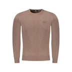 Cavalli Class Marrone viscose men's sweater with a classic fit and ribbed cuffs, shown in a close-up front view.