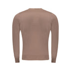 Cavalli Class Marrone viscose men's sweater with a crew neckline and long sleeves, styled on a neutral background.