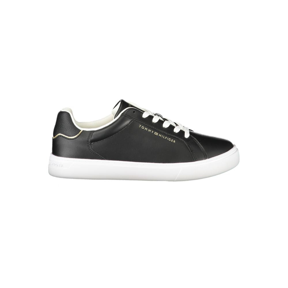 Tommy Hilfiger Black Leather Women Sneaker - Eljoys Fashion 