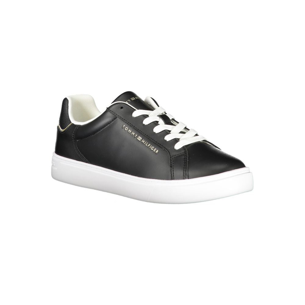 Tommy Hilfiger Black Leather Women Sneaker - Eljoys Fashion 