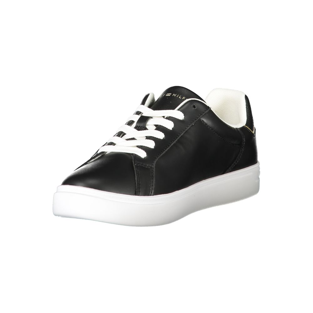 Tommy Hilfiger Black Leather Women Sneaker - Eljoys Fashion 