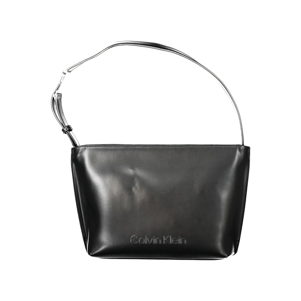 Calvin Klein black polyester women's shoulder bag with sleek design and adjustable strap, suitable for casual or formal occasions.