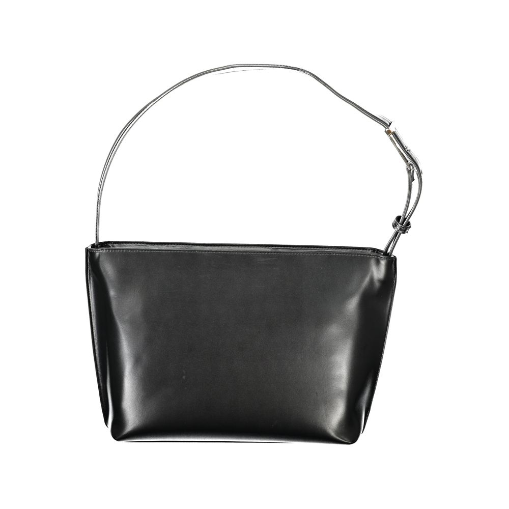 Calvin Klein black polyester shoulder bag with sleek design and adjustable strap, perfect for casual or formal wear.
