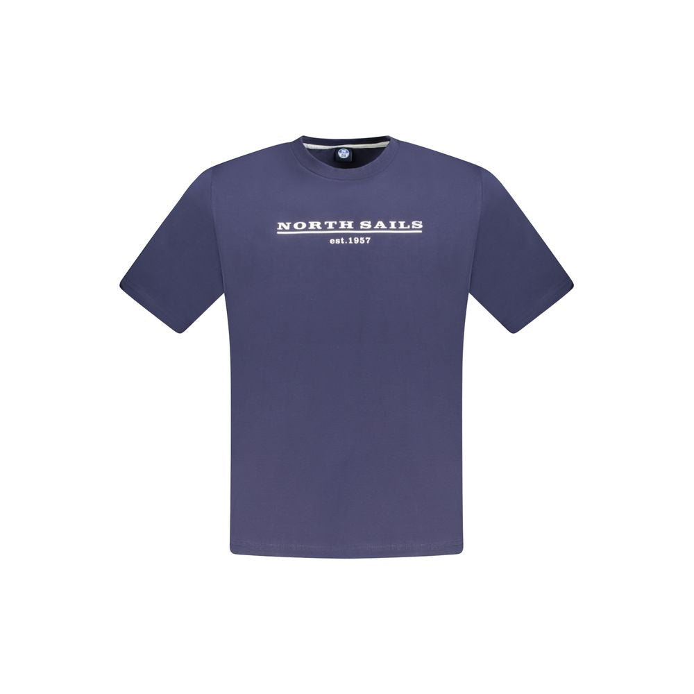 Blue cotton men's T-shirt by North Sails with a classic fit and crew neckline, shown on a plain background.