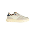 Black and white Blauer men's sneaker with polyurethane upper and lace-up design, positioned on a plain white background.
