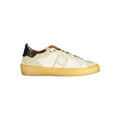 White leather men's sneaker by Blauer with sleek design and white laces, perfect for casual or athletic wear.