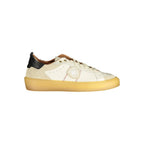 White leather men's sneaker by Blauer with sleek design and white laces, perfect for casual or athletic wear.