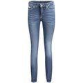 Calvin Klein Blu cotton women's jeans with classic five-pocket design and straight-leg fit, shown in a front view.