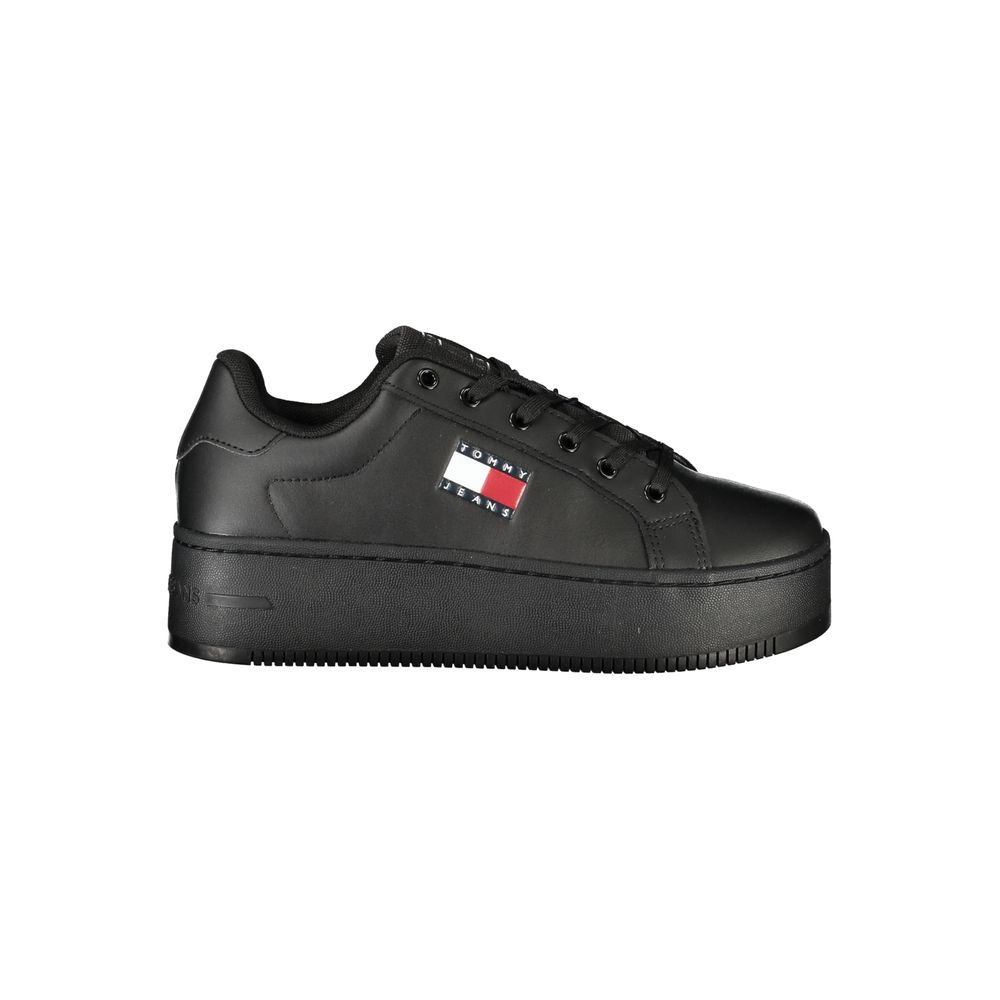 Tommy Hilfiger Black Polyurethane Women's Sneaker - Eljoys Fashion 