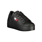 Tommy Hilfiger Black Polyurethane Women's Sneaker - Eljoys Fashion 
