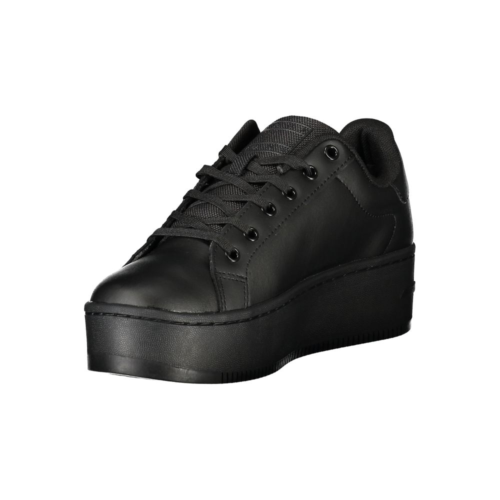 Tommy Hilfiger Black Polyurethane Women's Sneaker - Eljoys Fashion 