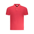Red cotton men's polo shirt by Pepe Jeans, with a classic collar and button placket, displayed on a plain background.