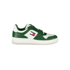 Tommy Hilfiger Verde Leather Men Sneaker showing a stylish brown leather sneaker with white sole and Tommy Hilfiger branding.